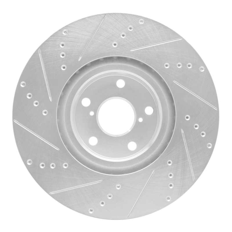 Lexus GS450H Brake Rotor (1) - Front Right - R1 Concepts - Drilled & Slotted - Silver - `09-`11